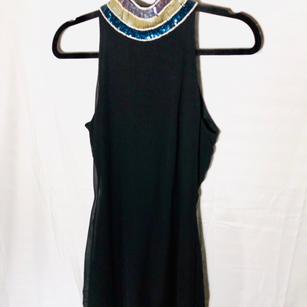 Lulu’s Sequin collar Mini Dress. Black, S